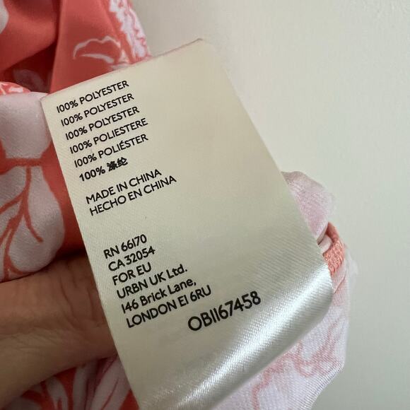 Free People Ashley Slip Dress 8 Womens Pink Plunge Maxi Ruffle Feminine Floral - Picture 11 of 14